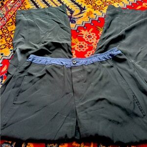 Vince silk wide leg black pants with navy detail